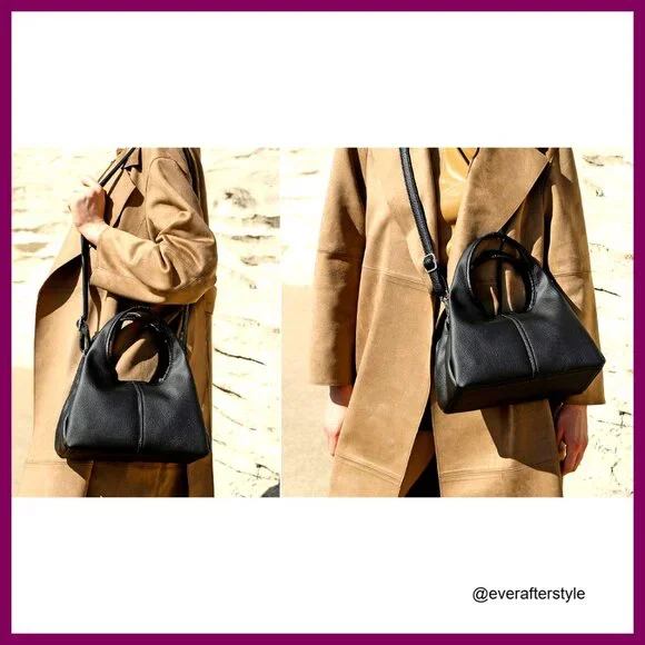 Leather Crossbody Purse Designer Tote Satchel Bag Adjustable Strap Chic - Picture 7 of 7